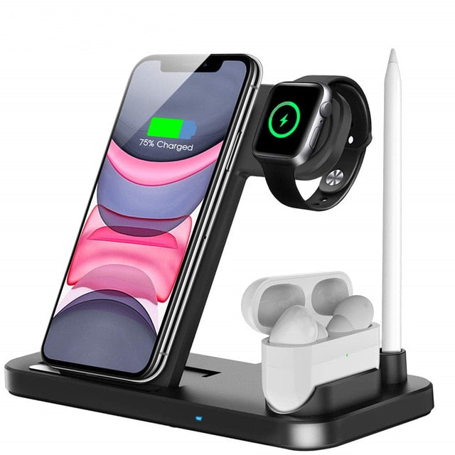 15W Qi Fast Wireless Charger 4 in 1 Stand For iPhone