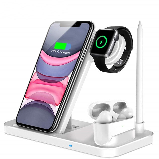 15W Qi Fast Wireless Charger 4 in 1 Stand For iPhone