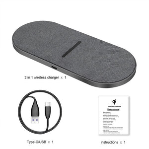 2 in 1 20W Dual Seat Qi Wireless Charger