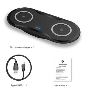 2 in 1 20W Dual Seat Qi Wireless Charger