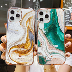 Glitter Gradient Marble Texture Phone Case For iPhone