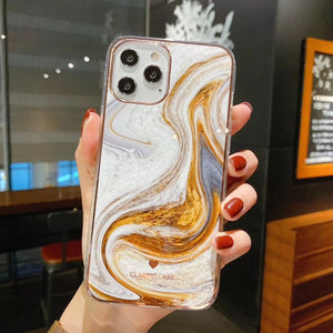 Glitter Gradient Marble Texture Phone Case For iPhone