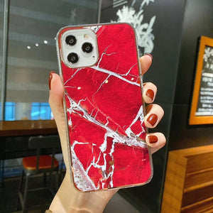 Glitter Gradient Marble Texture Phone Case For iPhone