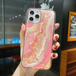Glitter Gradient Marble Texture Phone Case For iPhone