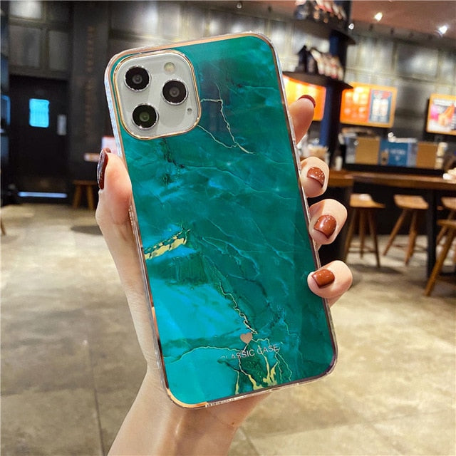 Glitter Gradient Marble Texture Phone Case For iPhone