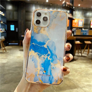 Glitter Gradient Marble Texture Phone Case For iPhone