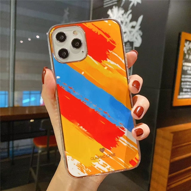 Glitter Gradient Marble Texture Phone Case For iPhone