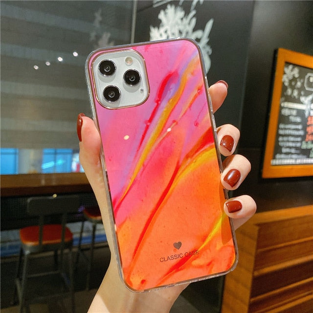 Glitter Gradient Marble Texture Phone Case For iPhone